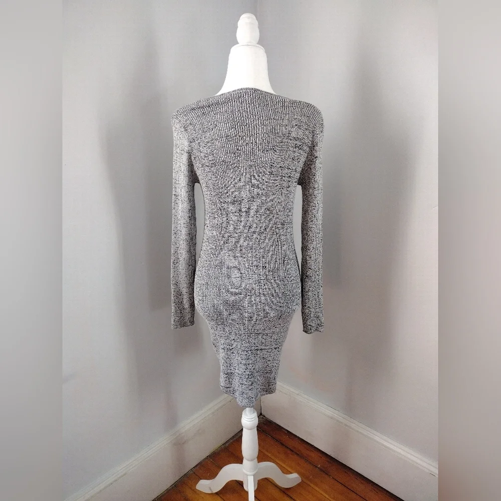 Black and Gray Bodycon Sweater Dress - Picture 4 of 5